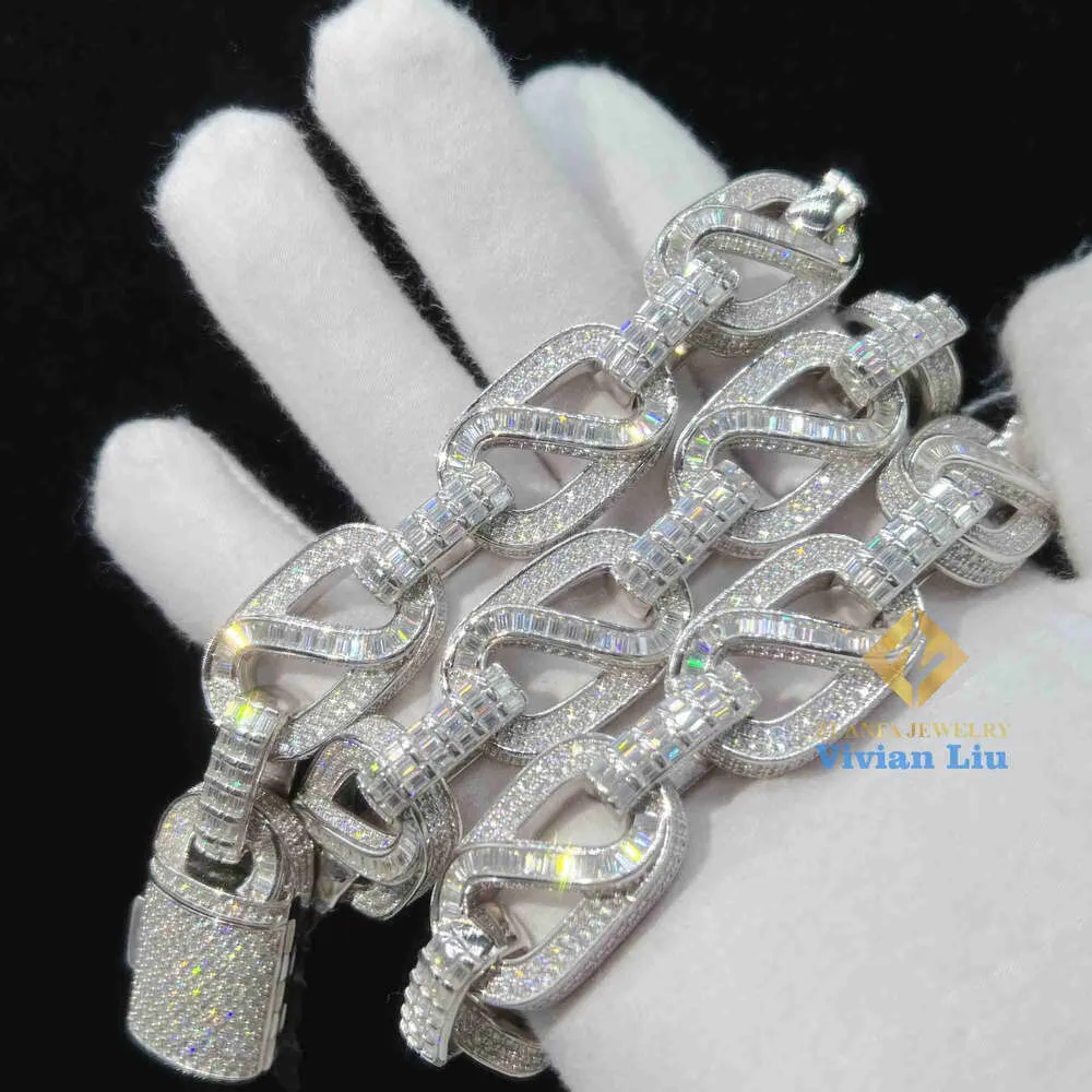 Collier Moissanite américain personnalisé Hip Hop bijoux fins collier Bracelet 925 argent glacé Vvs Moissanite diamant chaîne à maillons cubains