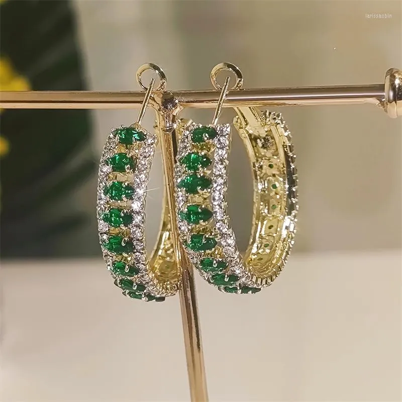 Hoop Earrings Uilz Gold Color Marquise CZ For Women Girls Vintage Circle Earring Crystal Wedding Jewelry Drop