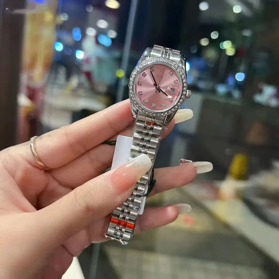 Women's Watch Diamond Ring 316 Precision Steel 28mm utsökt liten klocka gudinna temperament kvartsstil