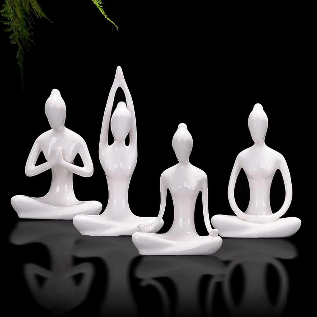 Meditation Yoga Pose Statue Figurine Ceramic Yoga Figure Decor Ornament