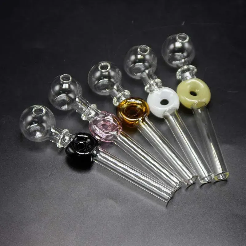 Wholesale 135mm Length Approx 30mm Ball OD Colorful Glass Oil burner transparent Oil Burner Glass Tube Pipe glass pipe water pipes