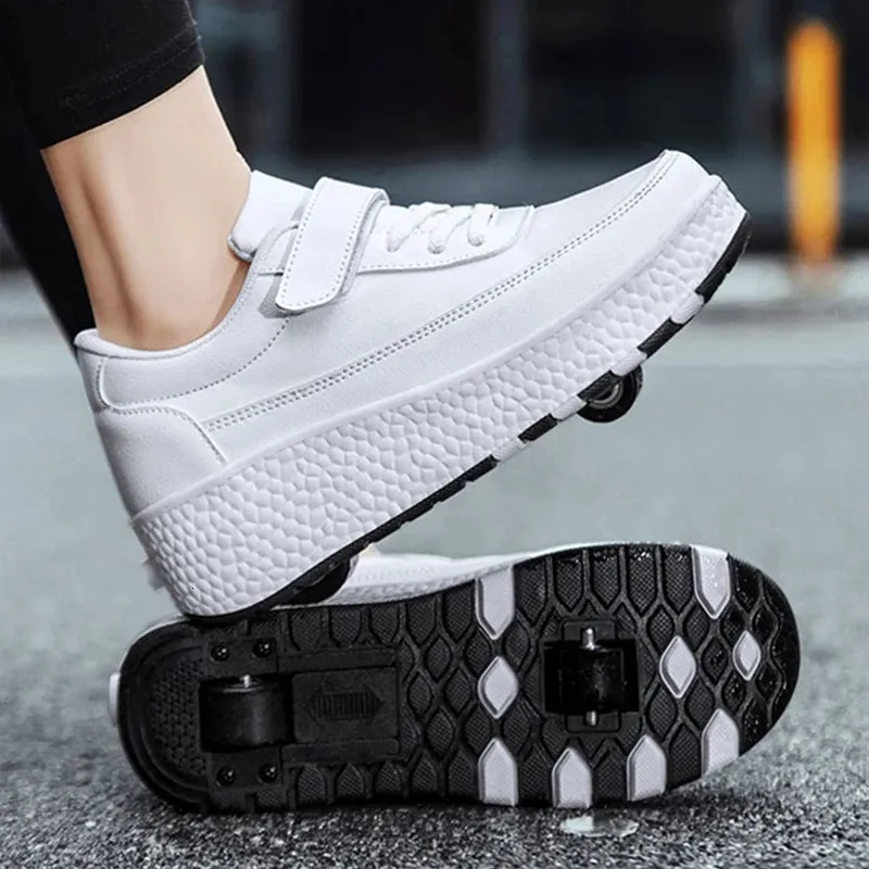 Första vandrare rullskridskor barn spring mode casual sports barn 2 hjul sneakers pojkar flickor present spel leksaker vita skor 231123