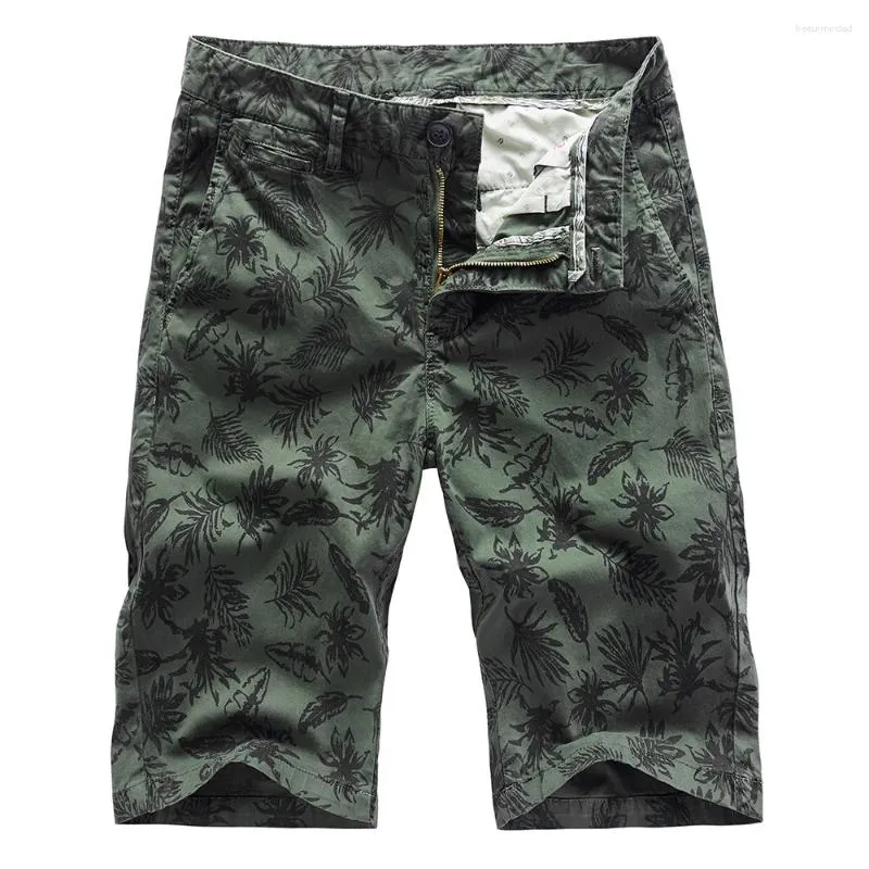 Fatos masculinos Elmsk Verão Personalizado Impresso Shorts Ligeiramente Elástico Estilo Tropical Lavado Calças de Praia Algodão Textura Tendência Casual