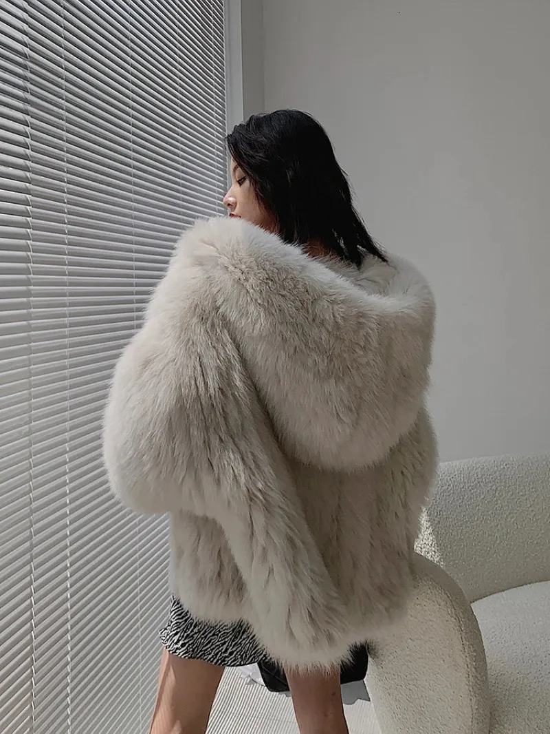 Manteau en fausse fourrure blanche pour femme, manteaux chauds à la mode, à capuche, manches longues, Design doux pour dame, hiver 231122