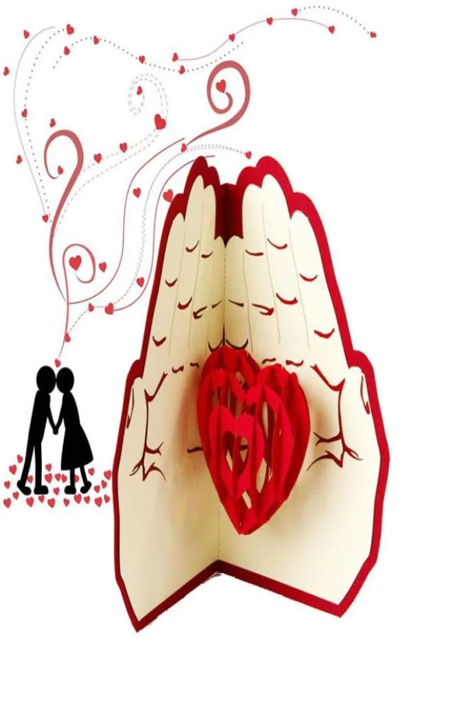 Newest Love in the Hand 3D Pop UP Greeting Card Valentine Day Anniversary Birthday Christmas Wedding Party Cards Postcard Gifts WX2723399