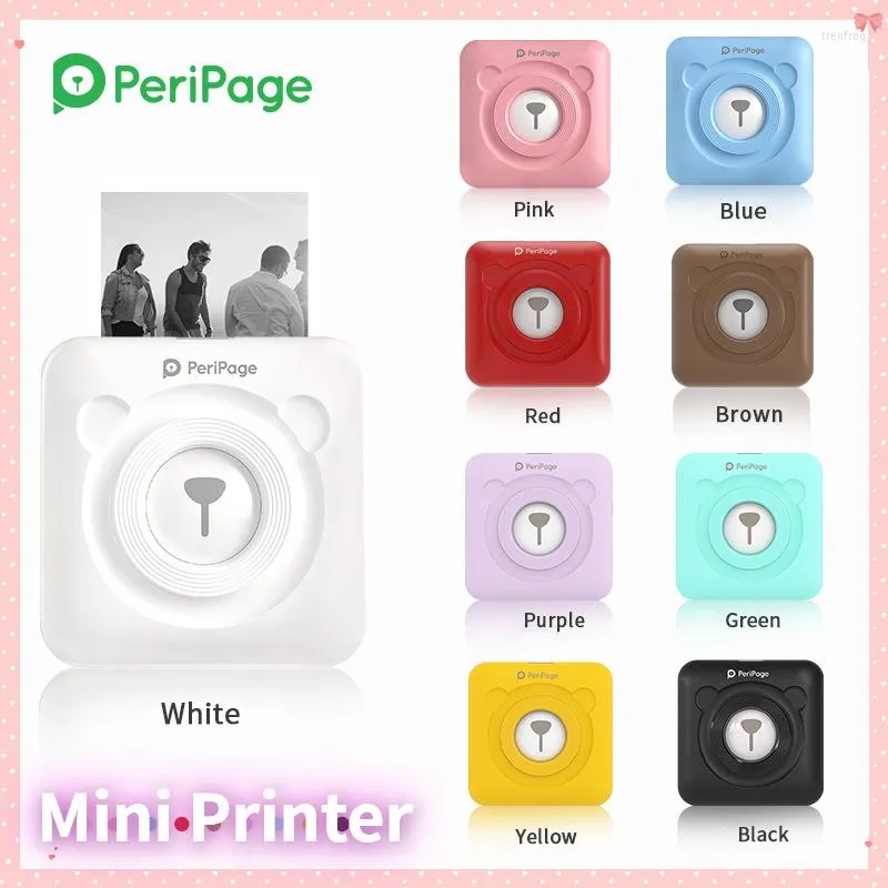 PERIPAGE A6 mini Pocket Printer Wireless BT Thermal Picture Label Memo Kvittopapper 203dip Sticker Color