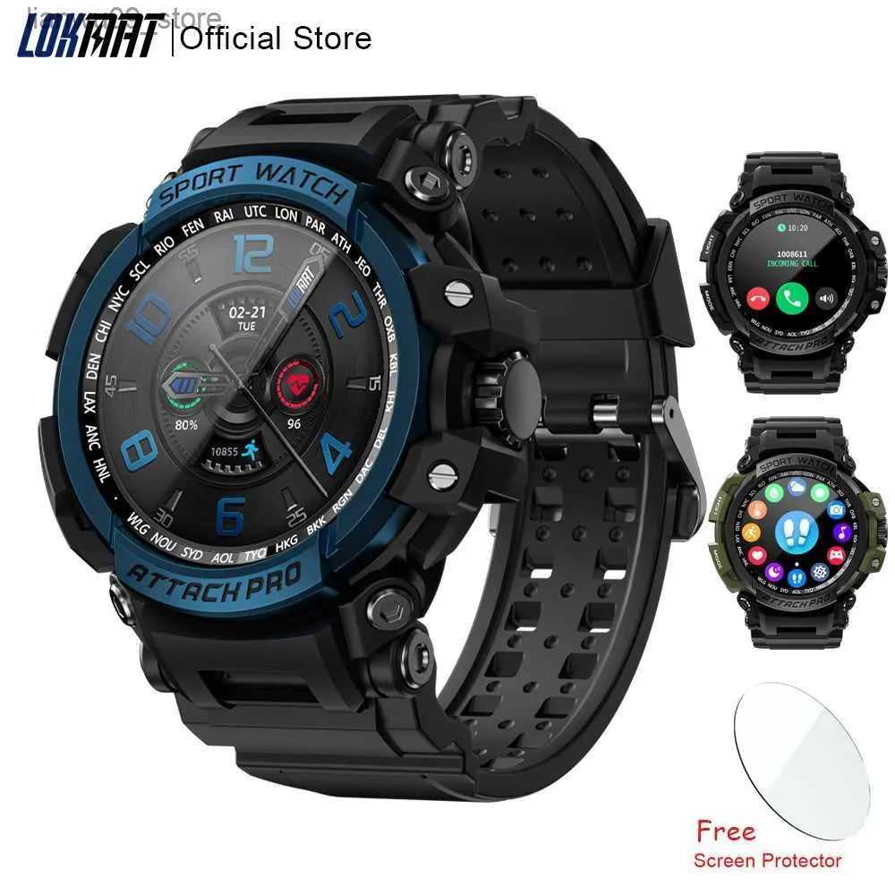 Relógios de pulso LOKMAT Brand New ATTACK Pro Sport Smart Watch Bluetooth Chama Relógios 5ATM À Prova D 'Água Fitness Tracker Monitor de Frequência Cardíaca 2023Q231123