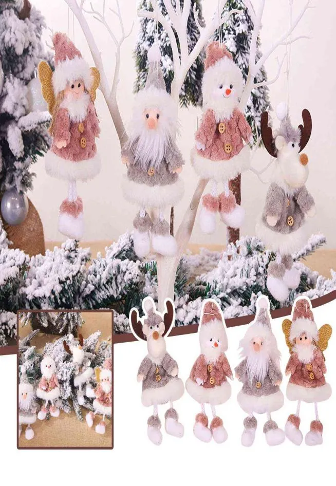 Christmas Plush Santa Snowman Elk Bear Angel Dolls Xmas Navidad Tree Ornaments Christmas Decorations for Home 2022 New Year Gift Y6580048