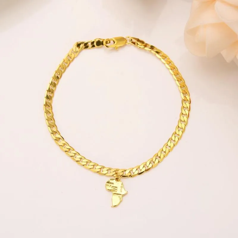 Lien Bracelets 21 cm chaîne en or carte pendentif pour homme femmes couleur plat ne se décolore pas bijoux cadeaux de fête de mariage