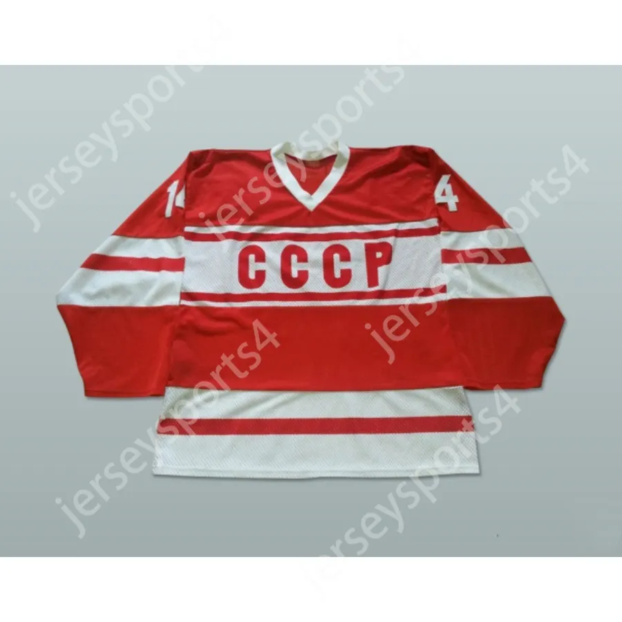 Benutzerdefiniertes ZINETULA BILYALETDINOV 14 CCCP RUSSLAND HOCKEY-TRIKOT NEU Top genäht S-M-L-XL-XXL-3XL-4XL-5XL-6XL