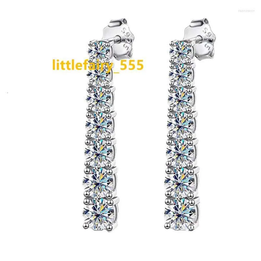 Stud Earrings Tassel Moissanite Women Ins Design Jewelry 925 Sterling Silver Tennis Chain Ear Studs Pass Platinum Plated