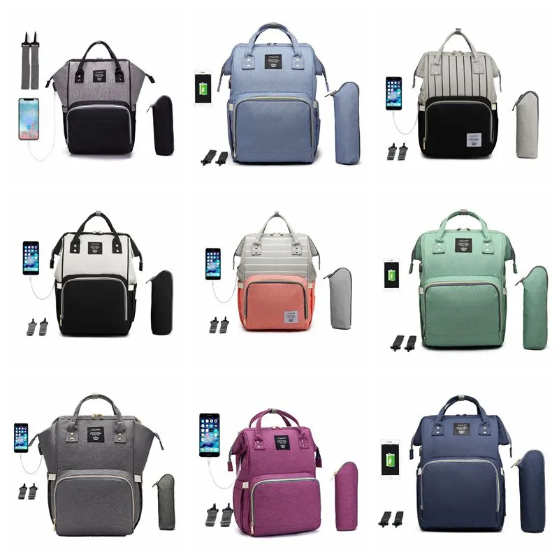 Diaper Nappy Bags Desinger Handbags USB Charge Mummy Backpacks Maternity Nursing Organizer Fashion Large Backpack Totes Outdoor Travel Storage Bags Sea BC635