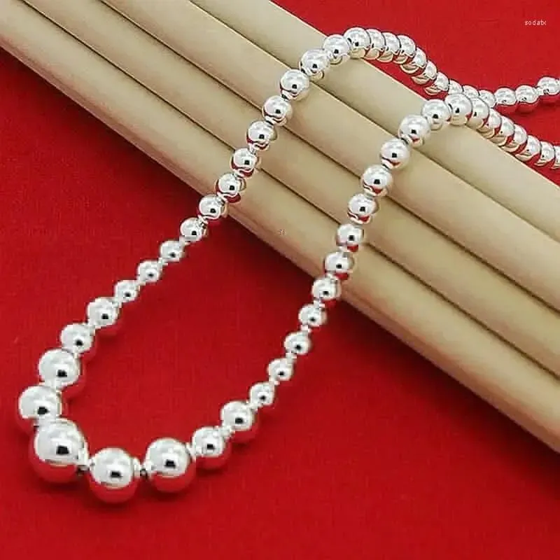 Łańcuchy Chuangcheng klasyczny prostota 925 Srebrny gładki okrągłe koraliki Naszyjnik