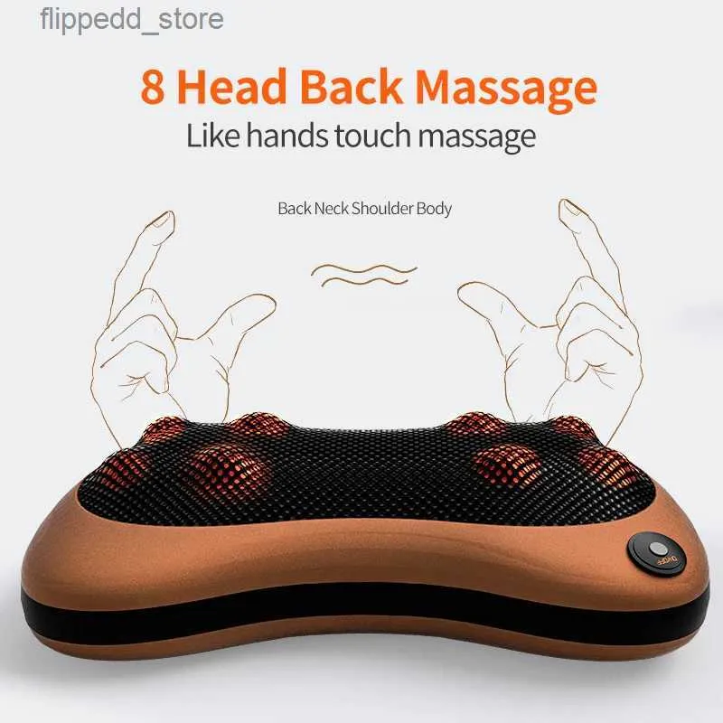Massera nackkudde Cervical Shiatsu Massage Neck Back midja Body Electric Multifunktionell massagekudde 8 Heads Massager Car Home Cushion 10 Days Q231124