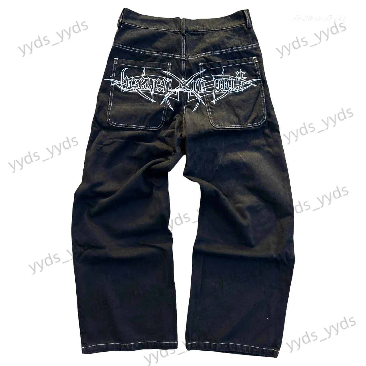 Мужские джинсы Y2K Хип-хоп Джинсы с готическим узором и принтом Американский ретро Хай-стрит Мужчины Женщины Мешковатые широкие джинсовые брюки большого размера Джинсы с напуском T231123