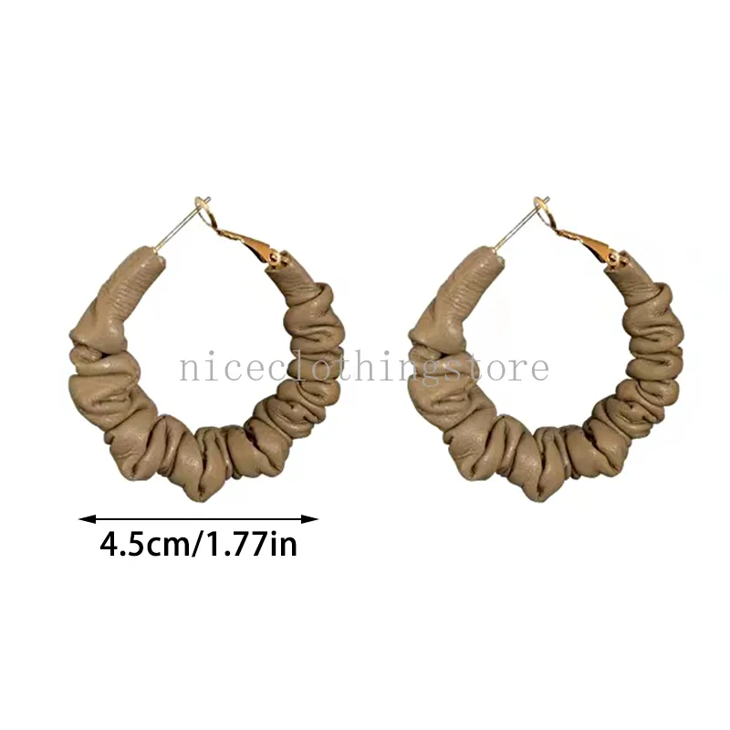 Boucles d'oreilles en cuir en forme de C pour femmes et filles, tendance, géométriques plissées, grand cerceau rond, bijoux de fête de voyage, nouvelle collection