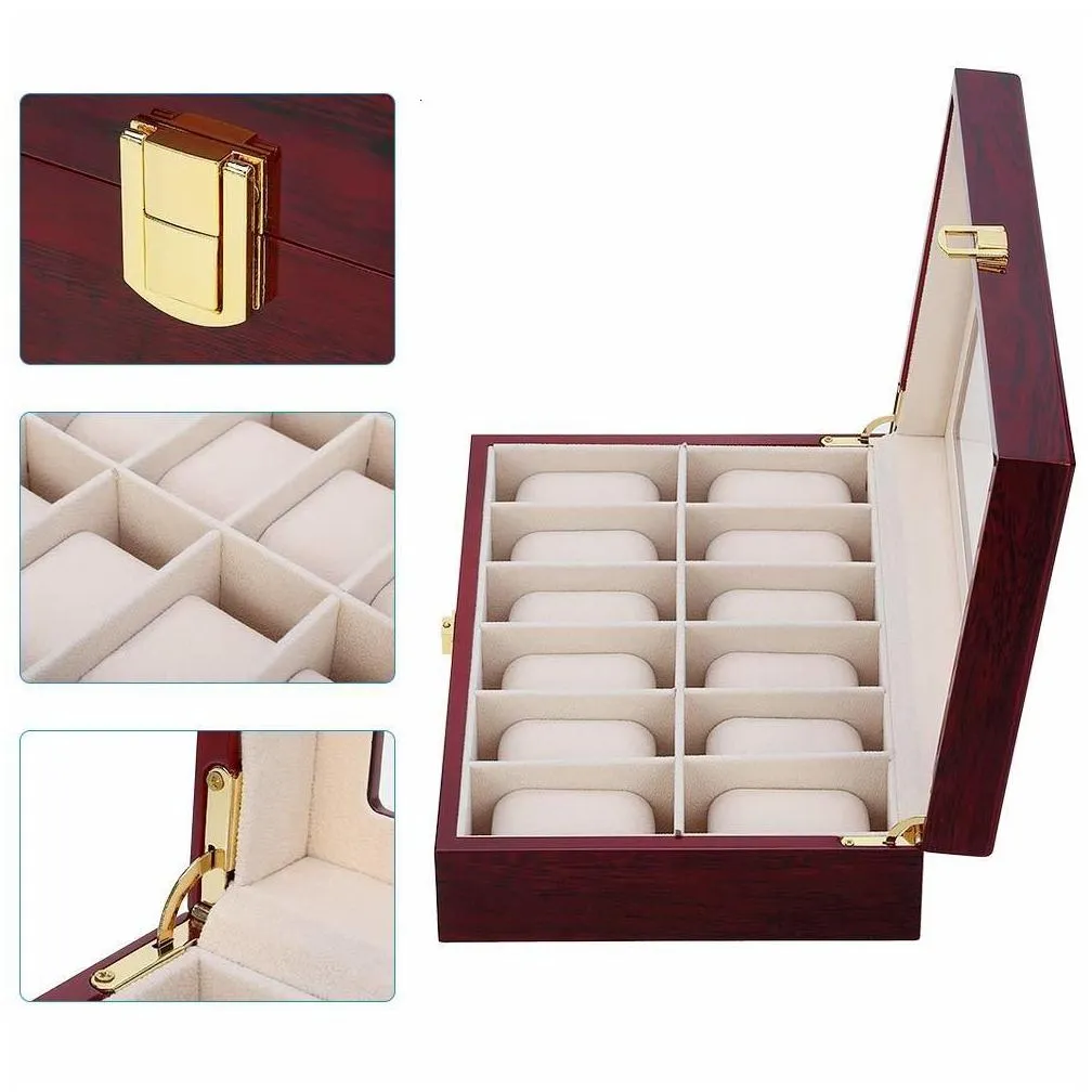 watch boxes cases luxury wooden watch box 123561012 grids watch organizers 6 slots wood holder boxes for men women watches jewelry display