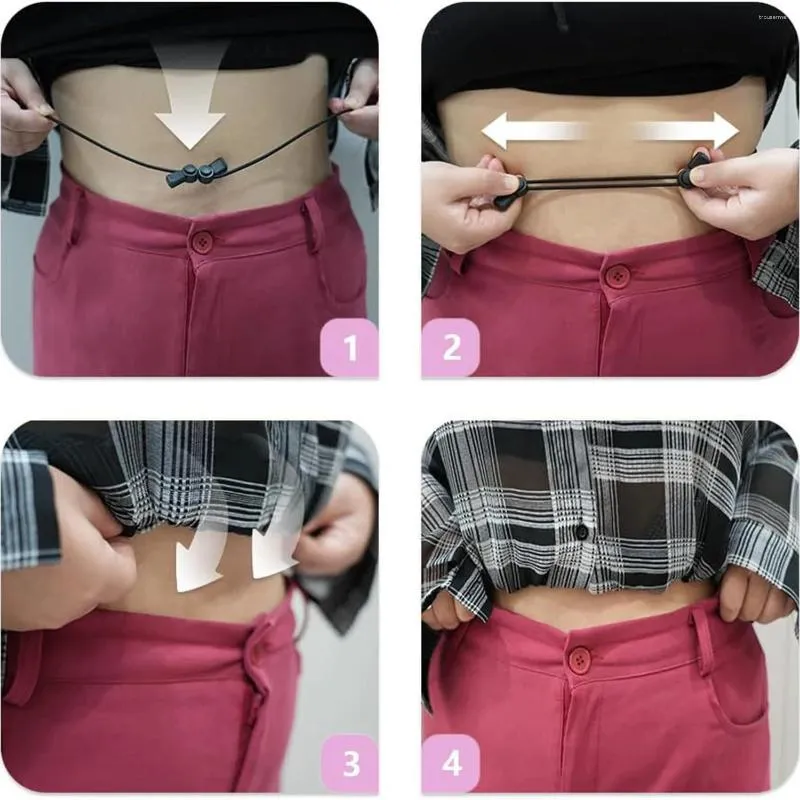 Cinture Crop Top Fascia regolabile Modifica stili Strumento per infilare camicie Nastro da taglio per cucire Cinturino elastico invisibile Nero.