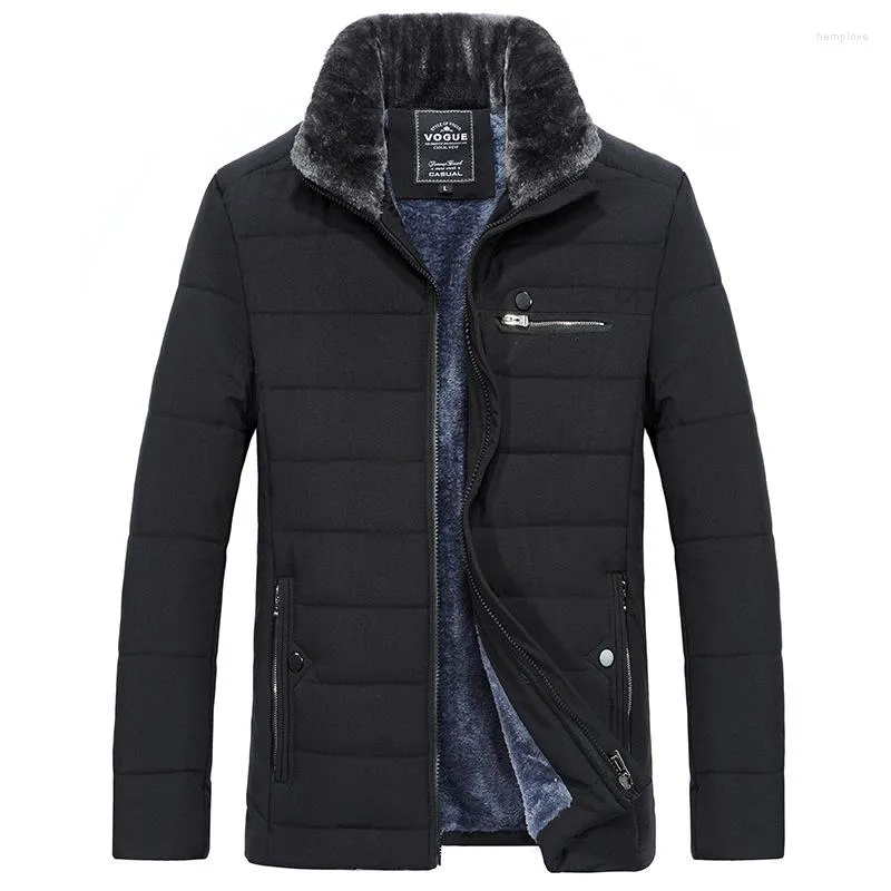 Heren Down Men Cotton Jacket 2023 Winter van middelbare leeftijd plus fluwelen verdikte papa Business Outerwear Classic mode staande kraagkleding