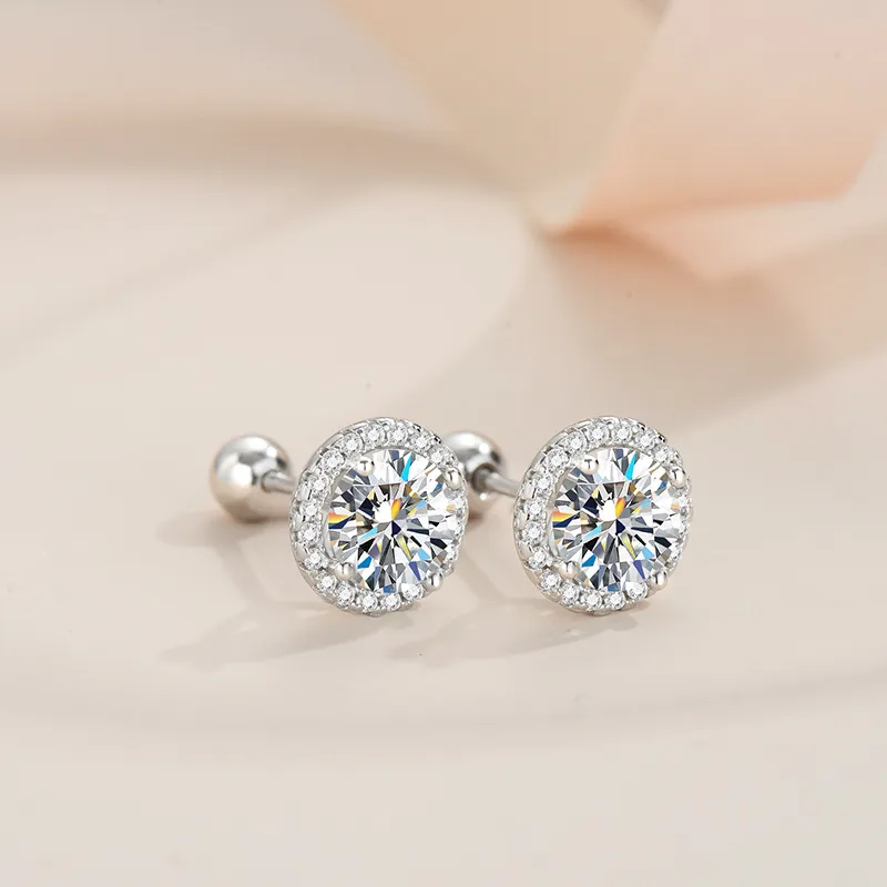 Screwbacks Allergic Free Fashion Men Women Earrings 925 Silver Moissanite Earrings Studs Nice Gift for Friend