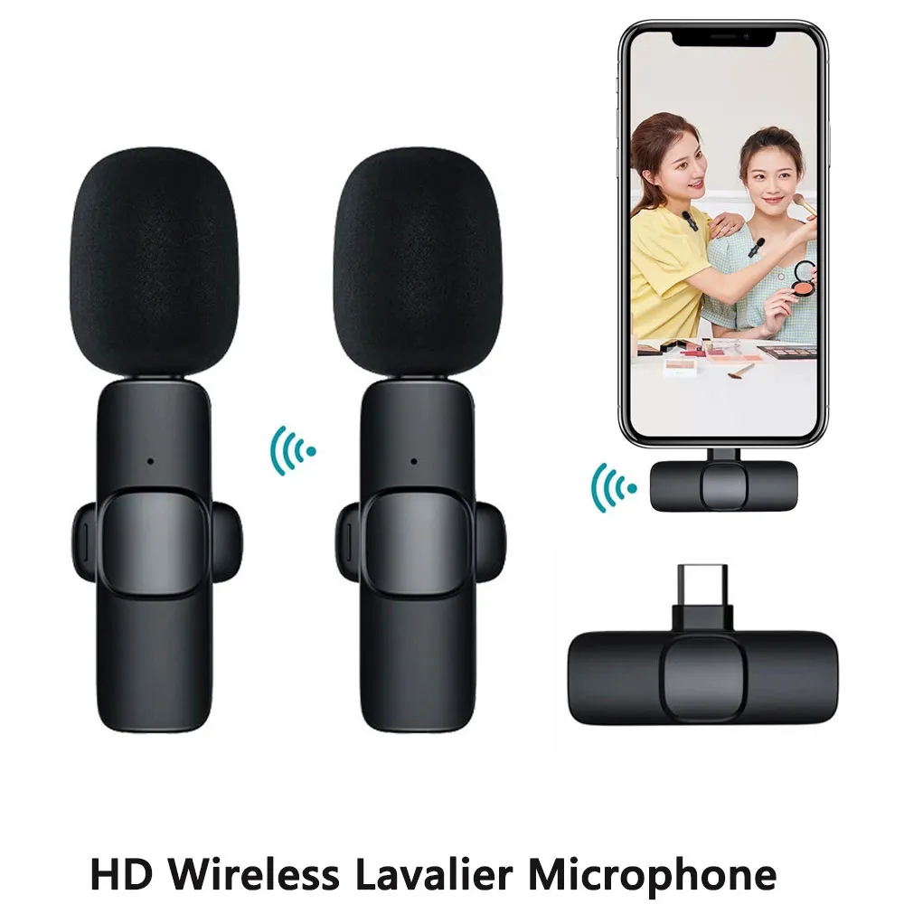 Yeni Kablosuz Yaka Mikrofonu Taşınabilir Ses Video Kayıt Mini Mikrofon iPhone Android için Canlı Yayın Oyun Telefonu Mic