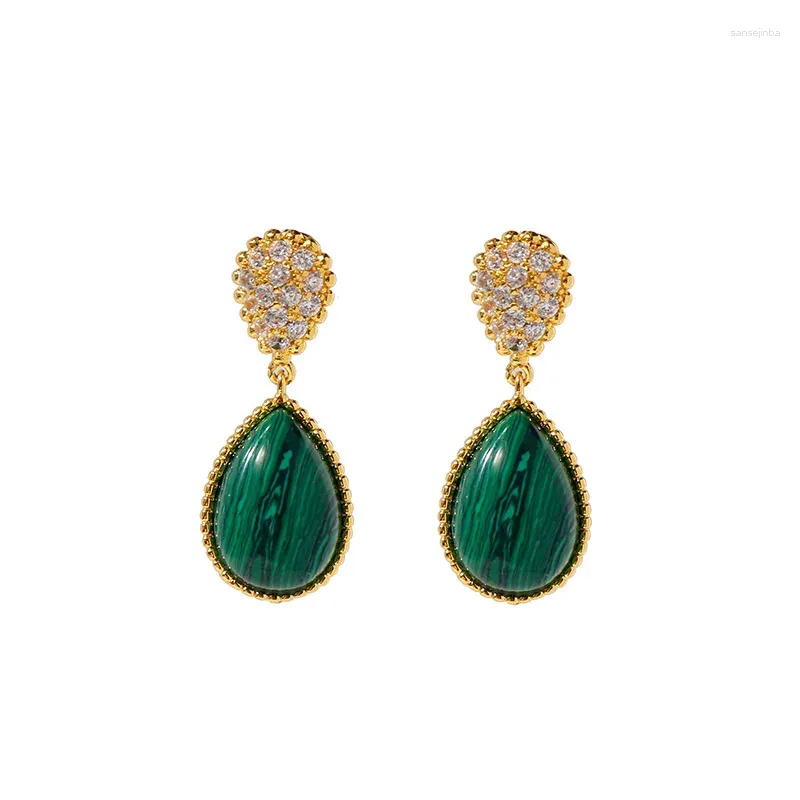 Dangle Earrings High Quality Gold Color Water Drop Red Green White Stone For Women Wedding Fashion Jewelry LE052