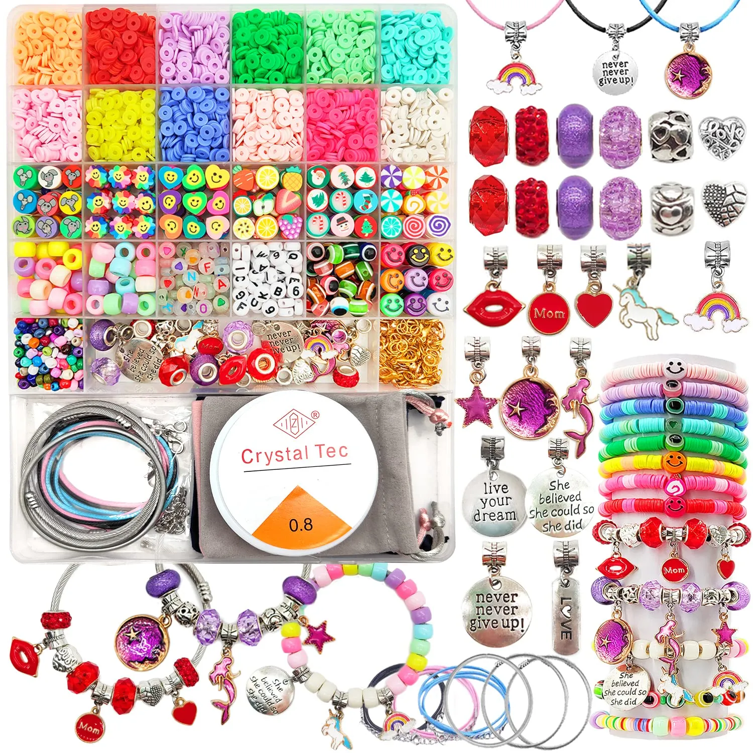 Toys Bracelet Making Kit -3100pcs Beads for Charm Jewelry Making Kit Supplies DIY Arts Halloween and Christmas Party Favors Crafts for Kids Girl Toys Age 6-7