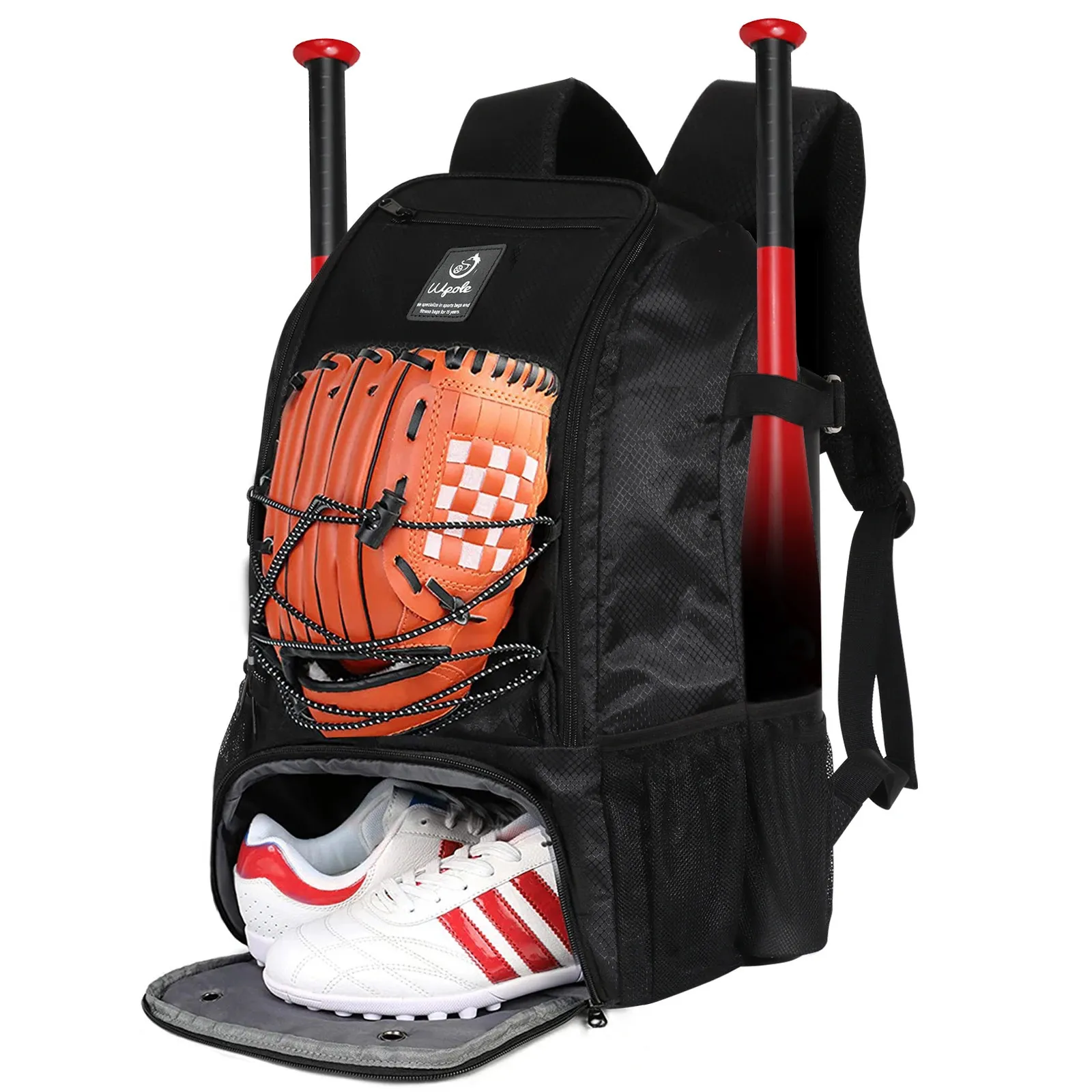 Outdoor-Taschen Denuoniss 29LBaseball-Softball-Rucksack für Jugendliche, Jungen und Erwachsene mit Zaunhaken für 2 Teeballschläger, Schlaghandschuhausrüstung 231123