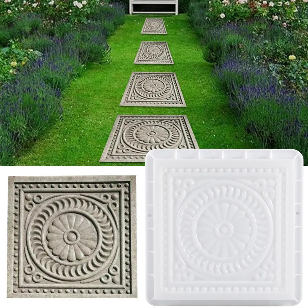 Garden Decorations Square DIY Paving Mould Plastic Simulation Concrete Brick Landscape Pedal Stone Making Tools Path Mold 230422