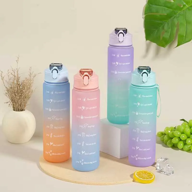 JUGTE 1 Litre Motivational Water Bottle With Straw & Time Marker - BPA-Free, Leak-Proof, For Gym, Office, School & Travel, Green 12 thumbnail image