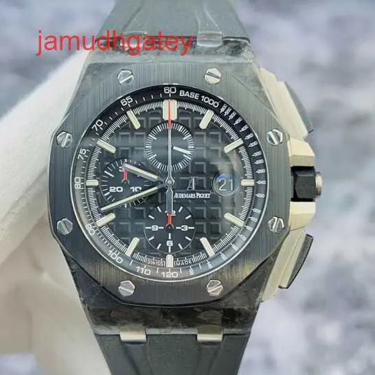 Ap Swiss Luxusuhr Royal Oak Offshore Serie 26400, geschmiedetes Kohlenstoffmaterial, schwarze Platte, rote Nadel, Datum, Zeitfunktion, automatische mechanische Einzeluhr