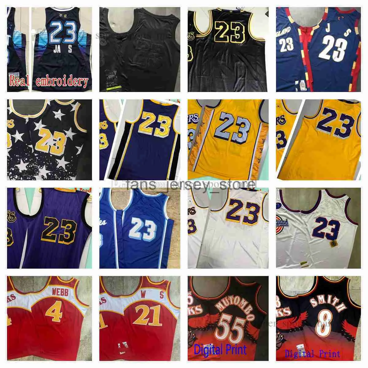 リアルエドバスケットボールジャージ4スパッド23ジェームスウェッブ＃21スティーブ8スミスディケンベ55 Mutombo Retro Jersey Mans Women Youth S-XXL