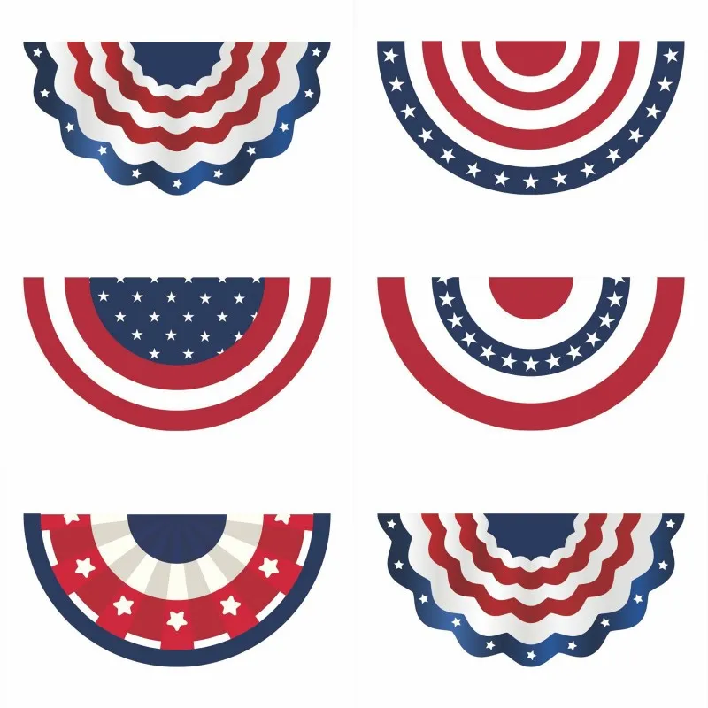 USA Patriotic Pleated Fan Flag Stars and Stripes Flag Bunting for Memorial Day The 4th of July Home Yard Decoration