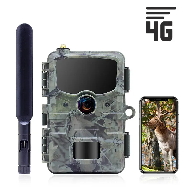 Jaktkameror 4G LTE -kamera App 24MP Cellular Trail IR Night Vision Motion Activated Waterproof IP66 för Wildlife Monitoring 231123