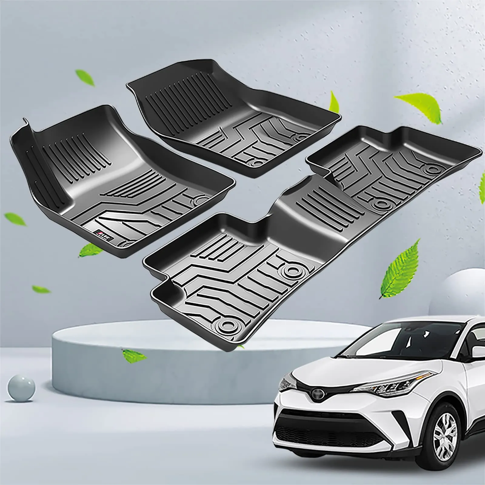 EcoMats Tappetini Auto Per Toyota Prius E Prius Prime 2016-2022 – 100% Riciclati, Antiscivolo Con Bloccaggi, Neri