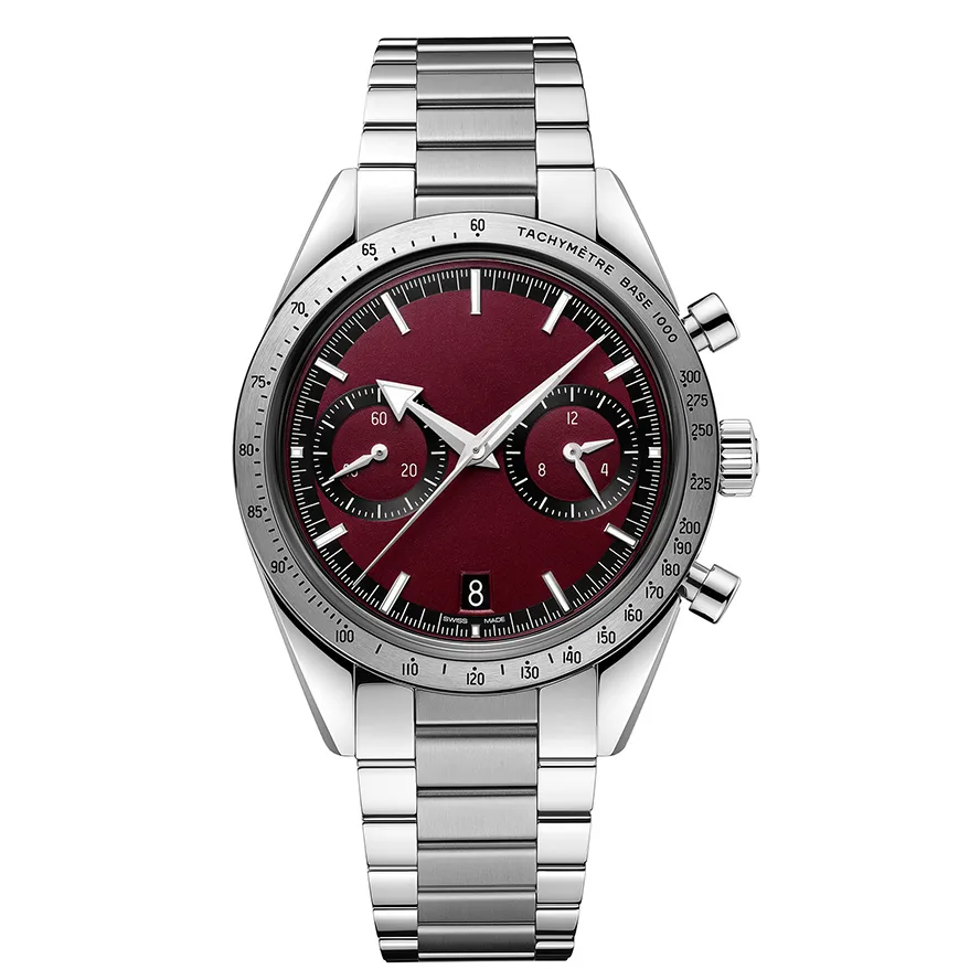 Relógio masculino moderno de alta qualidade 40,5 mm Mostrador vermelho Data Exibição Código de temporização Mecânica 9906 Movimento Super poderoso 332.10.41.51.11.001 Aço de precisão