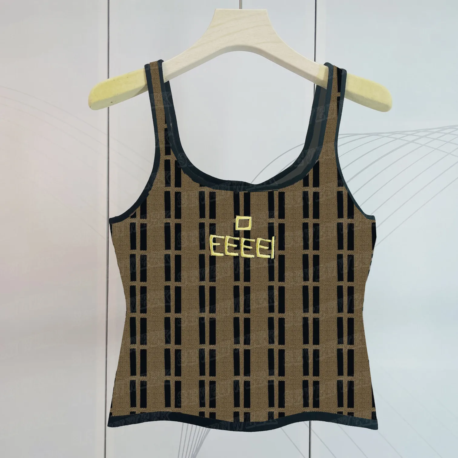 デザイナーニットベストニット女性タンクトップレター刺繍デザインニットパーカーノースリーブショートスタイルのセーターベストレディー