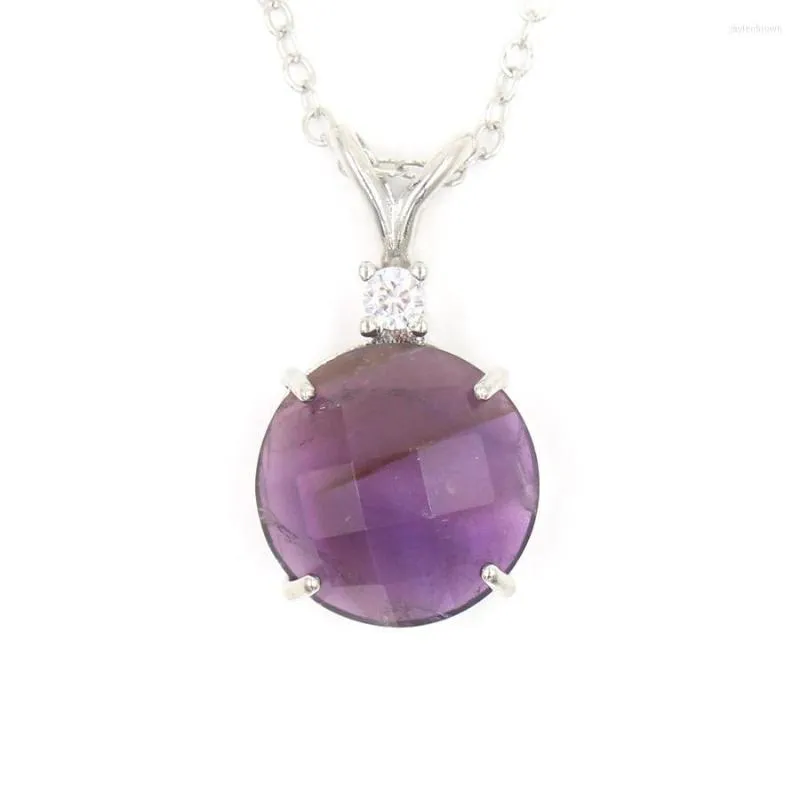 Pendentif Colliers Reiki Rond Naturel Gem Pierre Pendentifs Pour La Guérison Chakra Vert Aventurine Tigereye Rose Quartz Violet Cristal