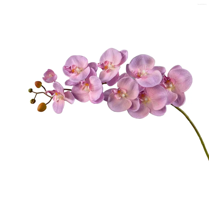 Dekorativa blommor 9 huvud Artificiell orkidégren Simulering Plastiska phalaenopsis Flower Picks Desktop Floral Arrangement Hem