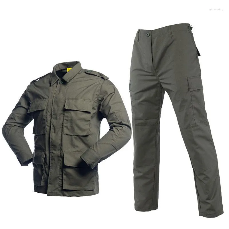 Jackets de caça casacos masculinos Caminhando ao ar livre Camping Militar Militar Tactical Men Camouflage Homem Multi-Pockets resistentes a vestir de duas peças