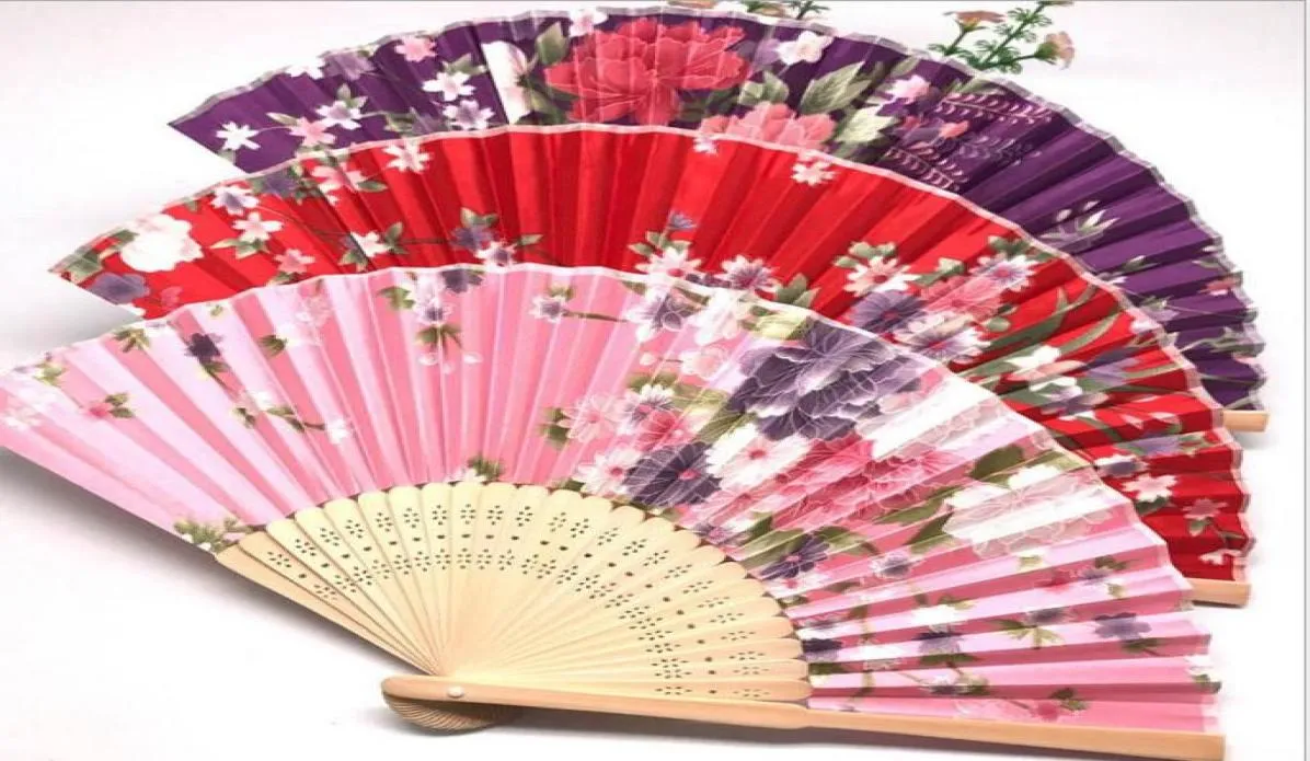 Abanico de tela de estilo chino clásico, abanicos de mano de bambú plegables de seda, regalos de recuerdo de fiesta de cumpleaños y boda 52473858362775