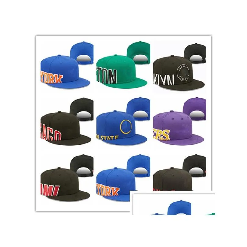 Snapbacks 2023 Nuevo Baloncesto Snapback Sombreros Equipo Color Cap Equipos Mezcla ajustable Orden de partido Todas las gorras Entrega de caída Deportes al aire libre Ath Dhhri