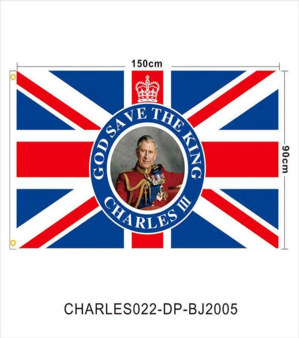 British King Charles III Flag Banner Elizabeth II Firande flaggor Bakgrundsduksaffisch 2022 Union Jack Y22092322938