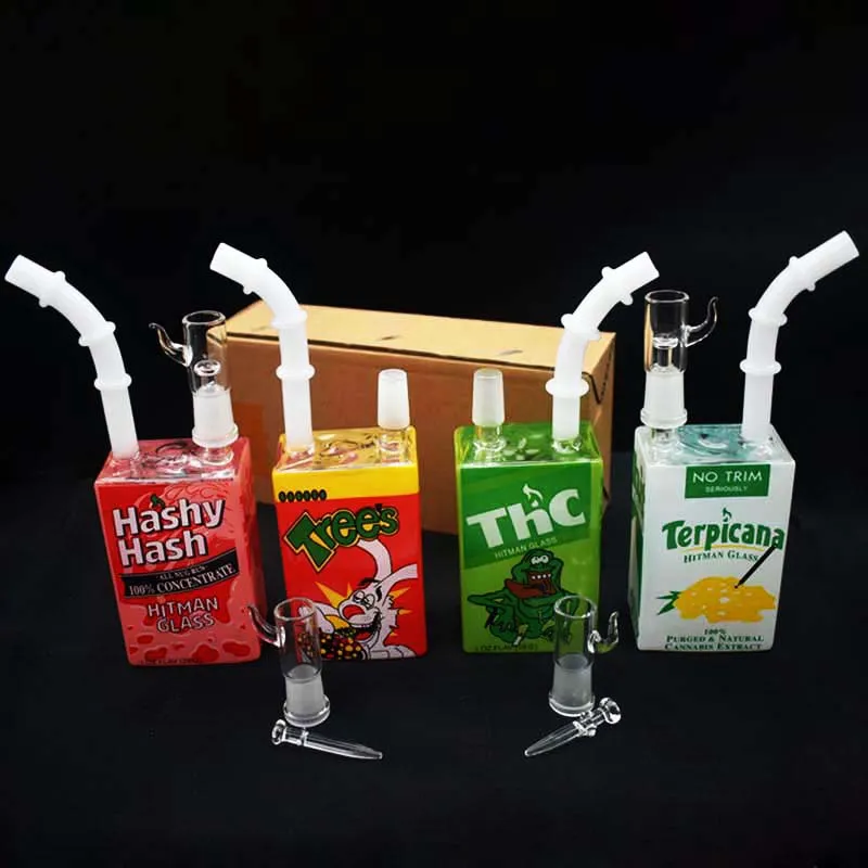Hitman Dab Rig Bong Hookah Juice Box Rig 7,8 pouces Coloré Huile Rigs Juice Box Carré Bécher Heady Verre Bongs pour fumer avec un tuyau de brûleur à mazout en verre le moins cher