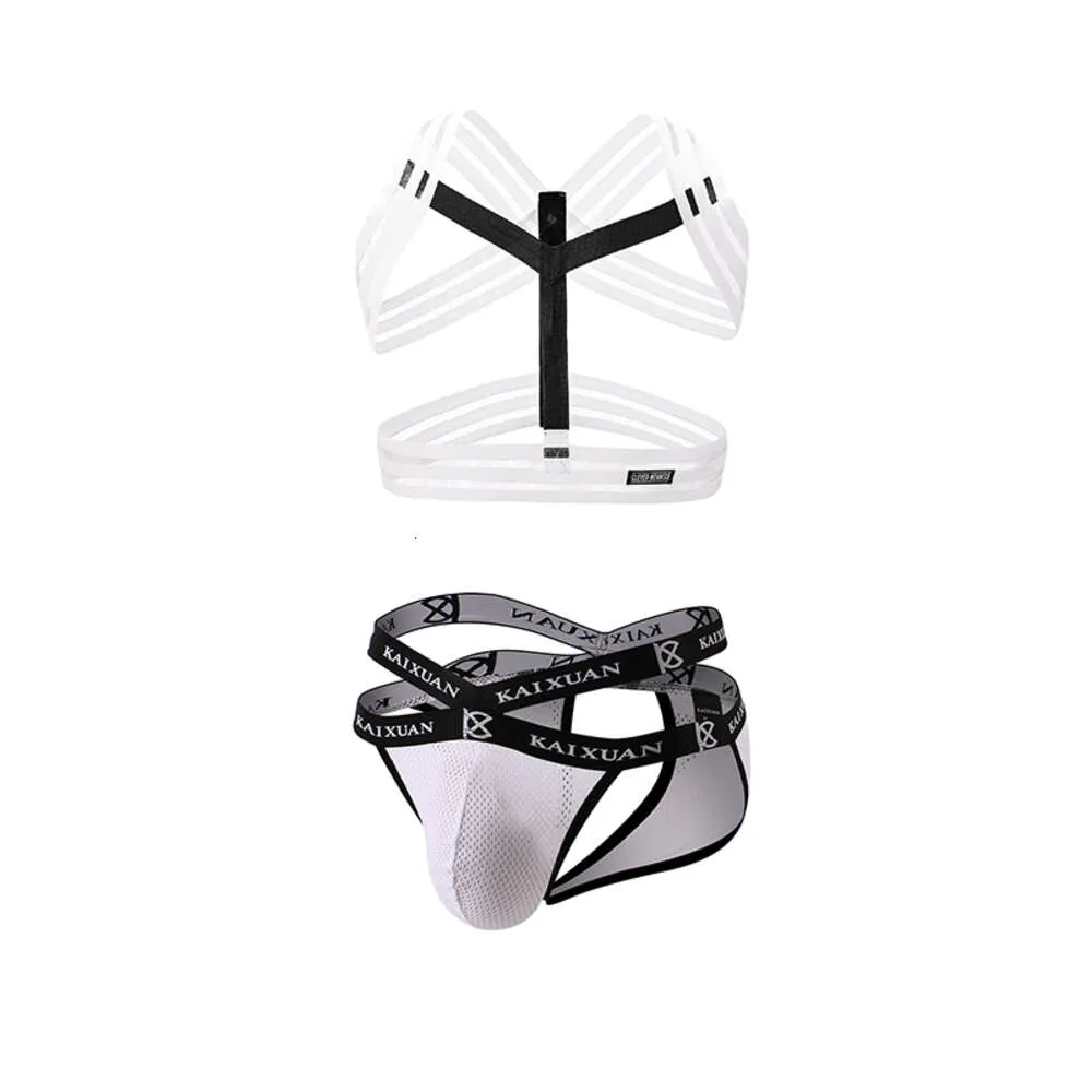 Men's Sexy Underwear Set BDSM Body Men Mini Harness Fishnet Transparent Chest Strap Cross-thong Fetish Sissy Gay Bikini