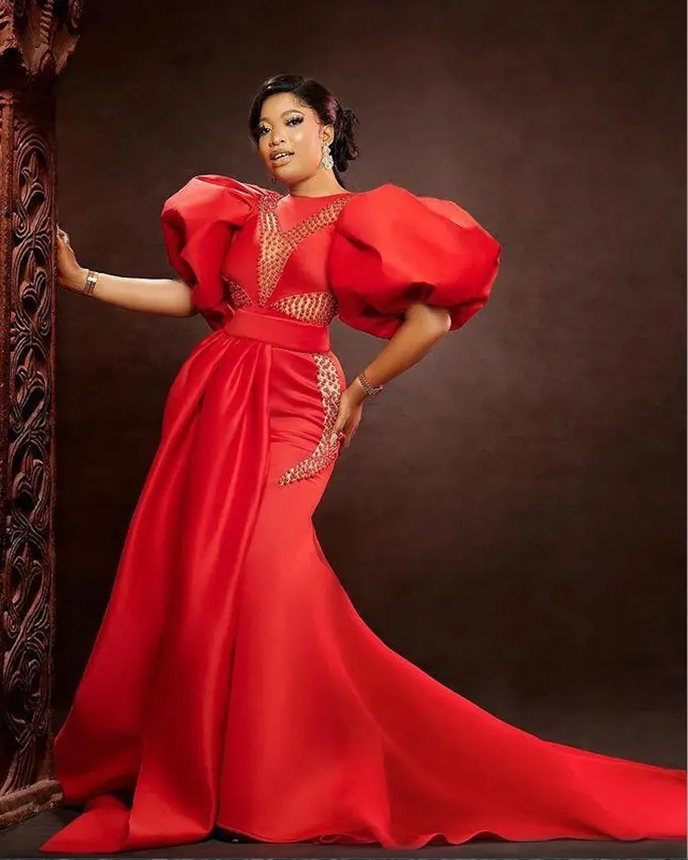 Арабское драгоценный вечерний платье красное платье для выпускного выпускного платья оборки русалка