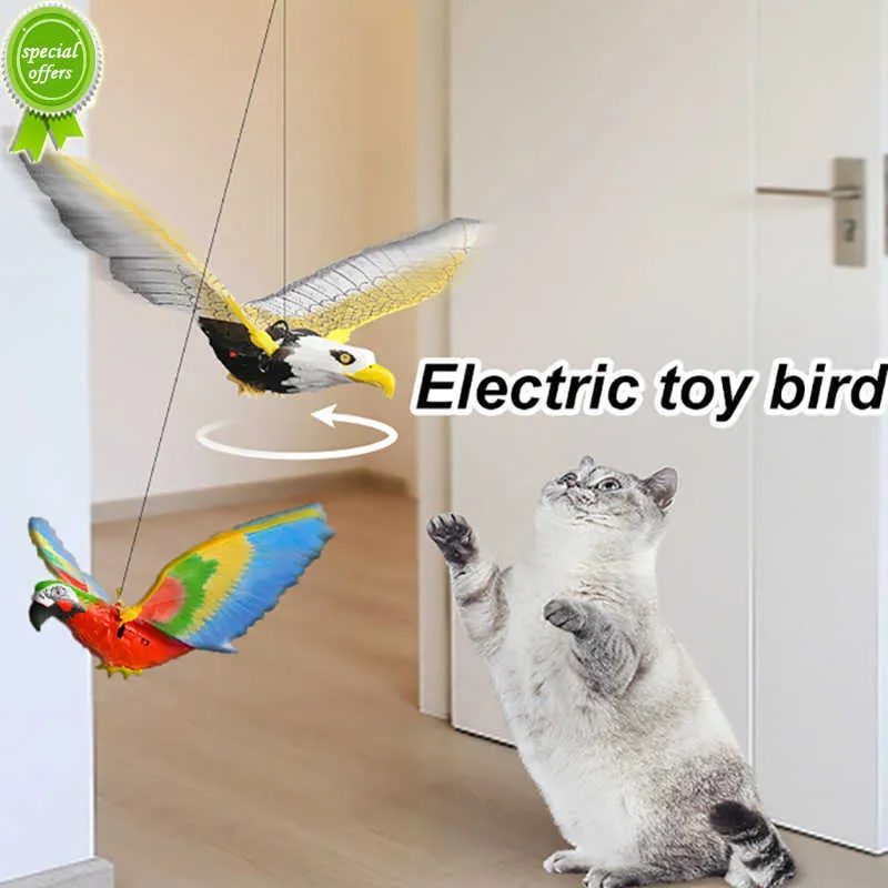 Nouveau Simulation Oiseau Interactif Chat Jouets Électrique Suspendu Aigle Volant Oiseau Chat Teasering Jouer Chat Bâton Scratch Corde Chaton Chien Jouet