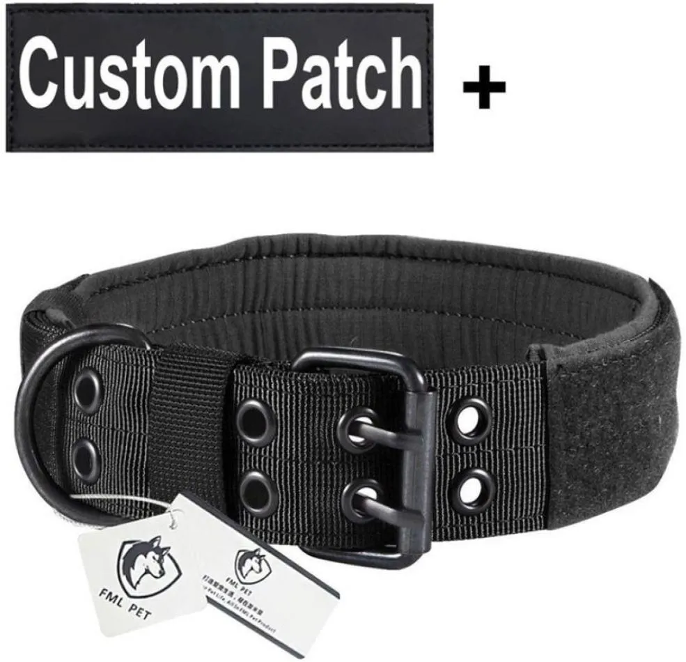 FML Pet Collana tattica militare Collare per cani personalizzato regolabile in nylon per cani di servizio Toppe personalizzate Tag identificativo Addestramento Y200517200642