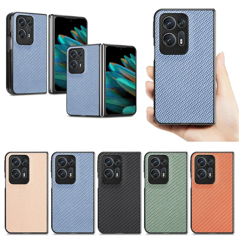 Design Weave Patroon telefoonhoesje voor Oppo Zoek N2 originele touch Slim en pasvorm Anti Fingerprint Carbon Fiber Folding Shell