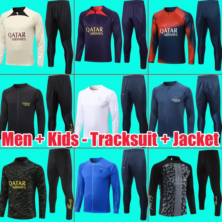 Psg 2023 2024 Trainingsanzug Herren Fußball-Trainingsanzug 21 22 23 24 Jacken-Set Mbappe Herren Kinder Fußball-Trainingsanzüge Jogging-Überleben